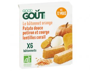 GOOD GOUT Le Bâtonnet Orange : Patate Douce, Lentilles Corail, Potiron et Courge 120 g - Dès 12 mois