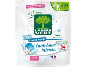 L'ARBRE VERT Lessive Liquide Fraîcheur Intense - 34 lavages Recharge 1,53L