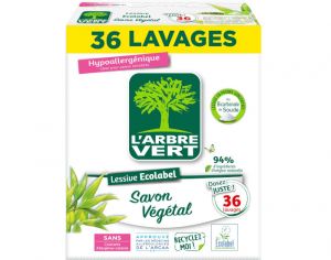 L'ARBRE VERT Lessive Poudre Savon Végétal - 1,8 kg - 36 lavages