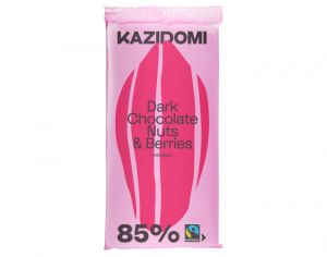 KAZIDOMI Chocolat Noir 85% Noix & Baies Bio - 85g
