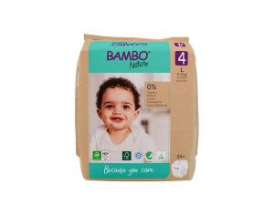 BAMBO NATURE Couches Ecologiques - Papier Kraft - Taille 4 - 7 à 14 kg 1 paquet de 24 couches