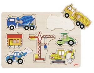 GOKI Puzzle à Encastrements Vehicules de Chantier - Dès 1 an 