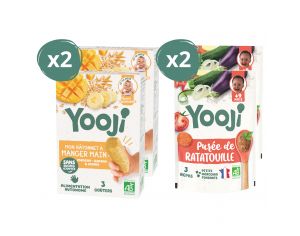 YOOJI Btonnet  Manger-main Mangue Banane et Pure de Ratatouille - Lot de 4 - Ds 9 mois