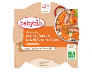 BABYBIO Mon p'tit Plat Assiette - 230 g ou 260 g Navarin de Petits Légumes & d'Agneau Français - 12 M