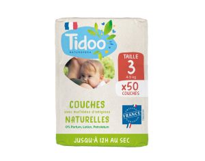 TIDOO Couches cologiques Pack Economique Nature  T3 / 4-9 kg / 50 couches