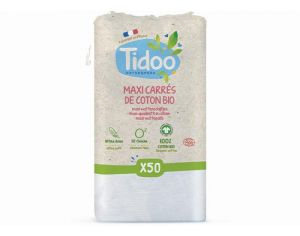TIDOO Maxi Carrés de Coton 100% Bio  1x50