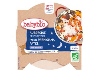 BABYBIO Assiette Bonne Nuit - 260 g Aubergines de Provence façon Parmigiana & Macaroni - 15 M