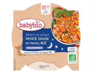 BABYBIO Assiette Bonne Nuit - 260 g Marmite du Potager - Patates Douces - Blé - 15 M