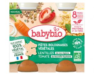 BABYBIO Petits Pots Menu Vgtal - 2 x 200 g - Ds 6  8 mois Ptes Bolognaises Vgtales - Carottes Lentilles Tomates - Ds 8 mois