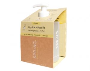 SPRING Flacon Liquide Vaisselle et Recharge Poudre Citron - 400 ml