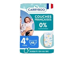 CARRYBOO Couches cologiques Non Irritantes T4+ / 9-20 kg / 42 couches