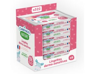 CARRYBOO Lingettes Dermo-Sensitives  l'Extrait de Coton Bio 9X58