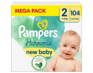 PAMPERS 104 Couches Harmonie - Taille 2 - 4  8kg 