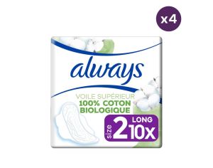 ALWAYS 4 x 10 Serviettes Hyginiques Cotton Protection - Long