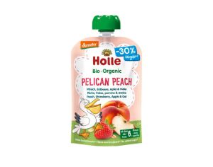 HOLLE Gourde Pelican Peach - Pche, Fraise, Pomme et Avoine - 100g - Ds 6 mois