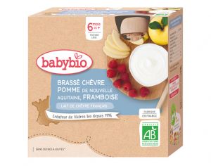 BABYBIO Gourde Lacté Brassé - Dès 6 Mois - 4 x 85g Framboise Banane