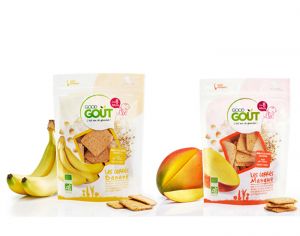 GOOD GOUT Pack Biscuits Carrés Banane et Mangue- 2 x 50 g - Dès 8 mois