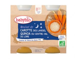 BABYBIO Petits Pots Menu du Jour - 2x200g - Dès 8 mois Mouliné de Carotte des Landes & Quinoa - 8 mois