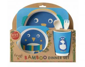 FRUGI Set Repas Bébé en Bambou - Pingouin