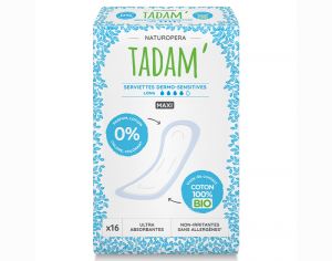 TADAM Serviettes Dermo-Sensitives Maxi Long - Boite de 16