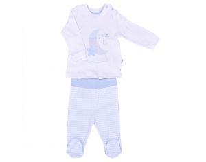 BEBESEO Pyjama 2 Pièces Bleu 100% Bio Pull + Pantalon