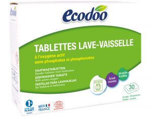 ECODOO Tablettes Lave-vaisselle Hydrosoluble 30 Lavages - 600 g
