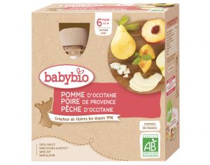 BABYBIO Gourdes - 4x90g - Dès 6 mois Pomme - Poire - Pêche