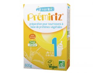 PREMIRIZ 1 Préparation pour Nourrison à Base de Protéines Végétales - de 0 à 6 mois - 600 g