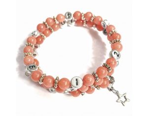 IRRVERSIBLE Bracelet d'Allaitement et Biberonnage en Perles Naturelles - Quartz Rose