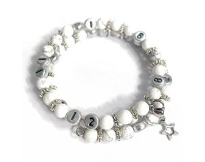 IRREVERSIBLE Bracelet d'Allaitement et Biberonnage en Perles Naturelles Turquoise Blanche