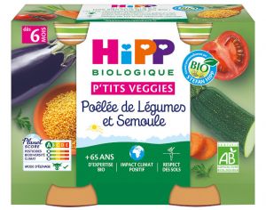 HIPP Ptits Veggies - 2 x 190 g Poêlée de Légumes et Semoule 