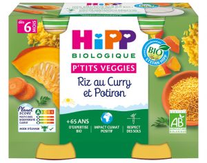 HIPP Ptits Veggies - 2 x 190 g Riz au Curry et Potiron 