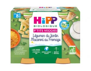 HIPP Ptits Veggies - 2 x 190 g Légumes du Jardin Macaroni au Fromage 