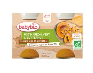 BABYBIO Nos Fermes Potimarron Vert et Butternut - 2x130 g - Dès 4 mois 