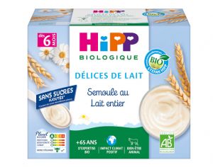 HIPP Délices de Lait Semoule au Lait - 4x100g Vanille - Dès 6 mois