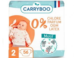 CARRYBOO Pack économique X6 - Couches Ecologiques French, Clean & Chou T2 / 3-6 kg / 6x56 couches