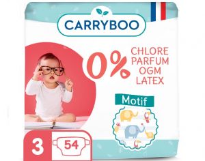 CARRYBOO Pack économique X6 - Couches Ecologiques French, Clean & Chou T3 / 4-9 Kg / 6X54 couches