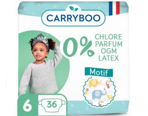 CARRYBOO Pack économique X6 - Couches Ecologiques French, Clean & Chou T6 / 16-30 kg / 6x36 couches