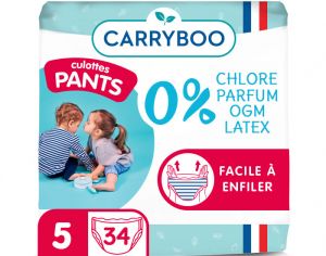 CARRYBOO Pack X5 - Culottes d'apprentissage Ecologiques French, Clean & Chou T5 / 12-25 Kg / 34 culottes
