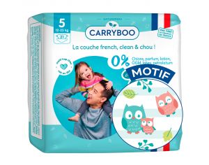 CARRYBOO Pack X6 - Couches Ecologiques French, Clean & Chou T5 / 12-25Kg / 6x21 couches