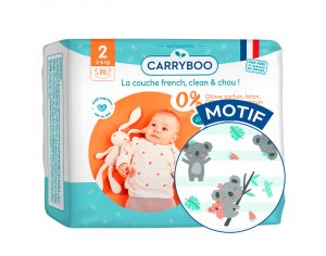 CARRYBOO Pack X3 - Couches Ecologiques French, Clean & Chou T2 / 3-6 Kg / 3X30 couches
