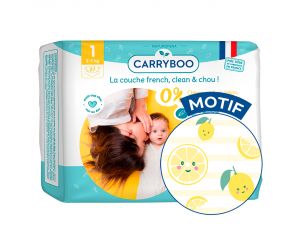 CARRYBOO Couches Ecologiques French, Clean & Chou T1 / 2-5 Kg / 27 couches