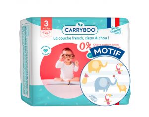 CARRYBOO Couches Ecologiques French, Clean & Chou T3 / 4-9 Kg / 26 couches